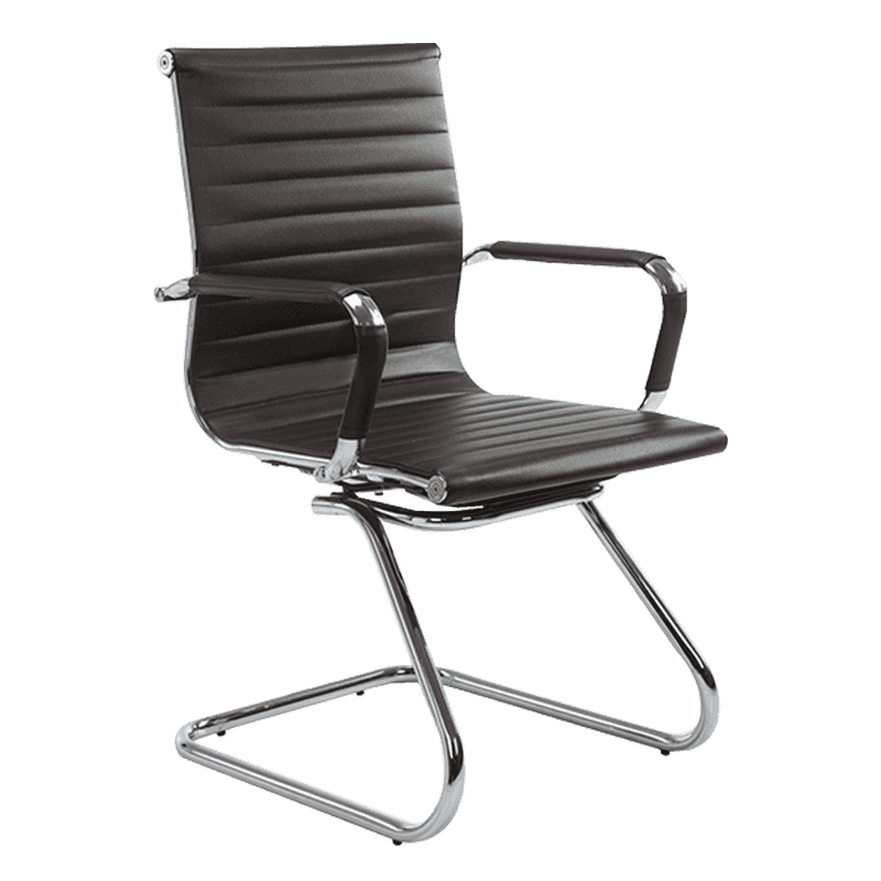 Brązowe, nowoczesne skórzane krzesło konferencyjne ze średnim oparciem (Y-1846C)