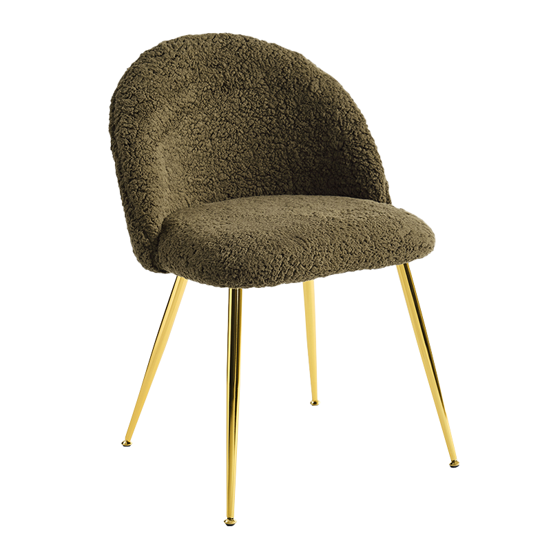 Krzesło do jadalni z zielonego pluszowego polaru ze złotą podstawą (Y-C16)