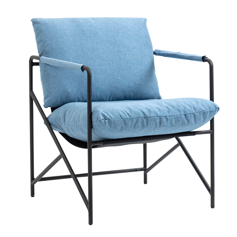 Krzesło wypoczynkowe tapicerowane z beżową metalową ramą (Y-C37)