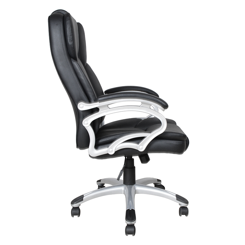 Czarny fotel biurowy z wysokim oparciem i stałym podłokietnikiem (Y-2825)