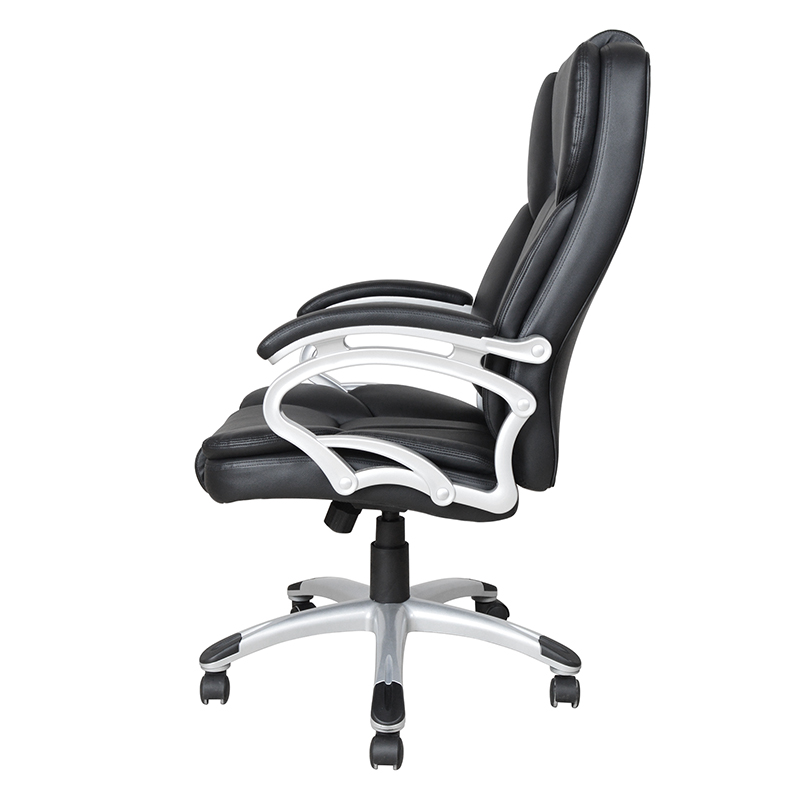 Czarny fotel biurowy z wysokim oparciem i stałym podłokietnikiem (Y-2825)