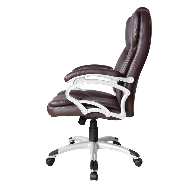 Brązowy fotel biurowy z wysokim oparciem i stałym podłokietnikiem (Y-2825)