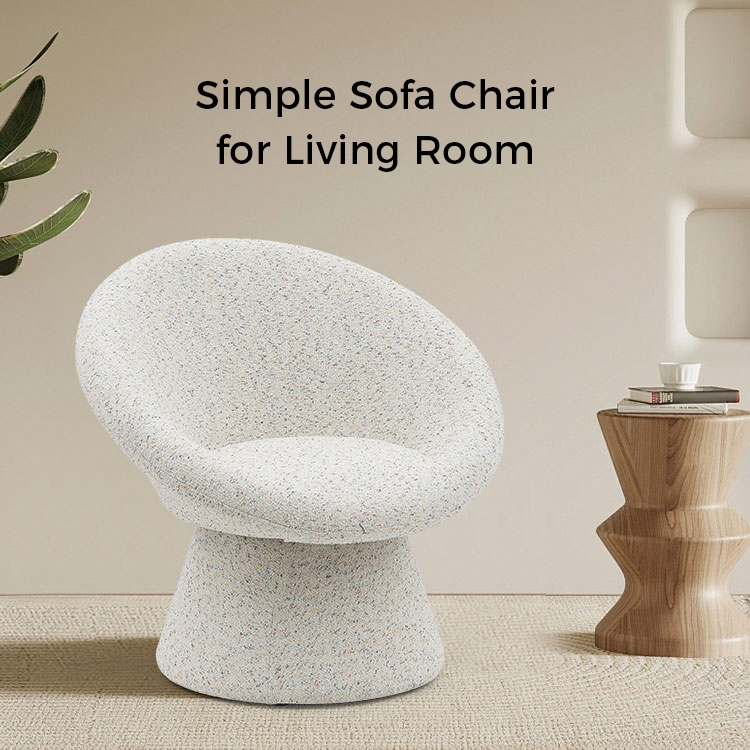 Nordycka biała tkanina Leniwy okrągły kształt Krzesło do salonu Sofa jednomiejscowa Akcentujące fotele wypoczynkowe z oparciem (GY-645)