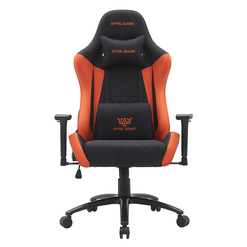 Pomarańczowe nowoczesne obrotowe krzesło do gier z regulowanymi podłokietnikami 3D (T-7122)