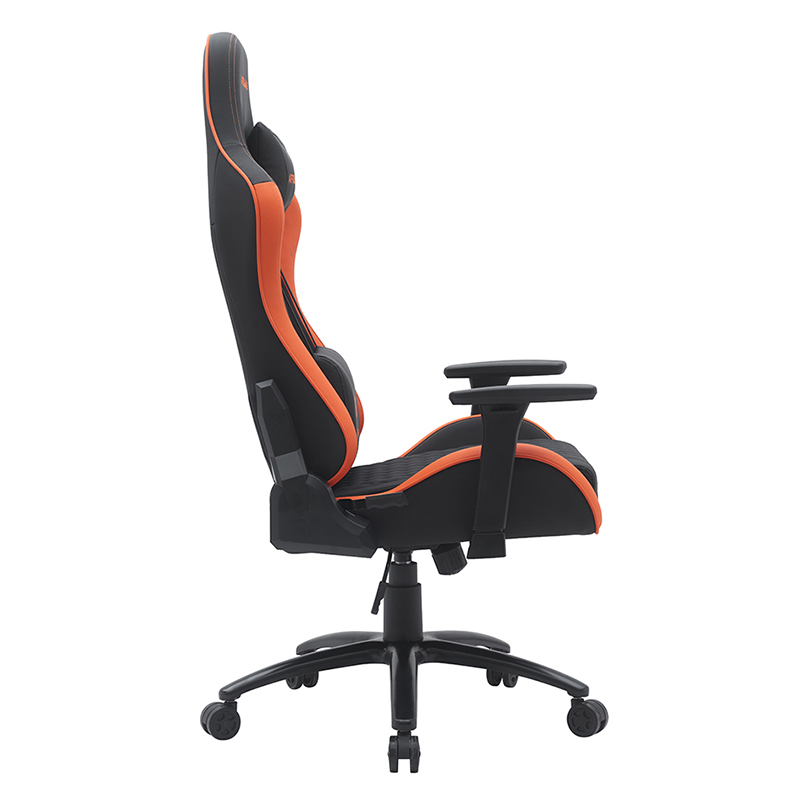 Pomarańczowe nowoczesne obrotowe krzesło do gier z regulowanymi podłokietnikami 3D (T-7122)