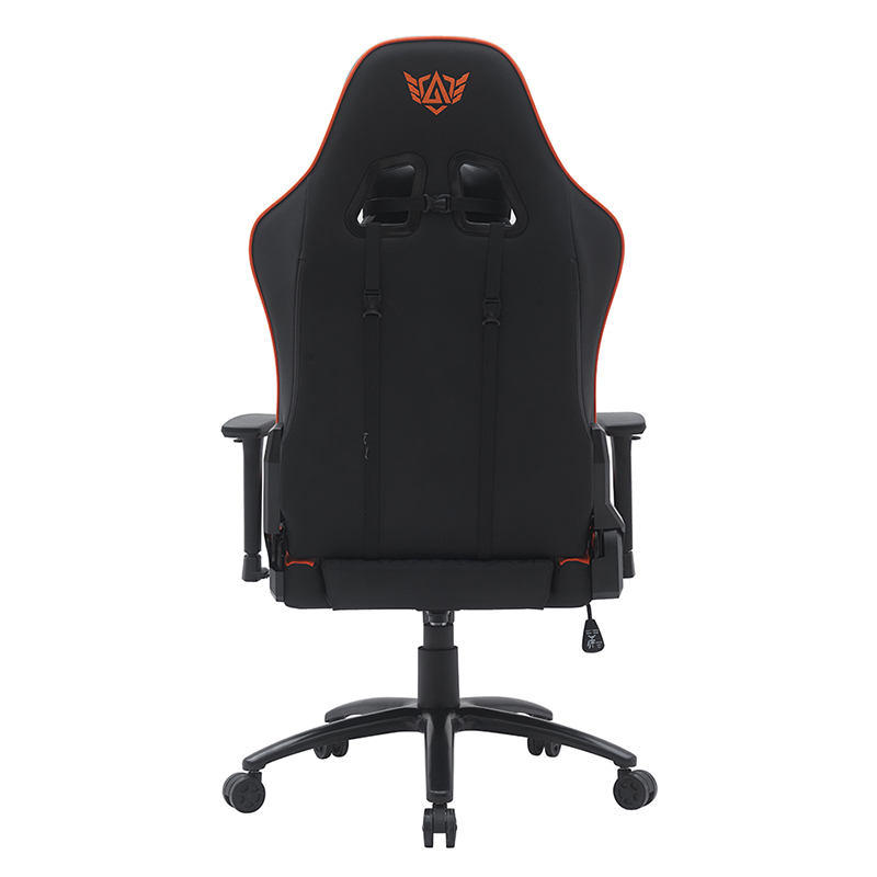 Pomarańczowe nowoczesne obrotowe krzesło do gier z regulowanymi podłokietnikami 3D (T-7122)