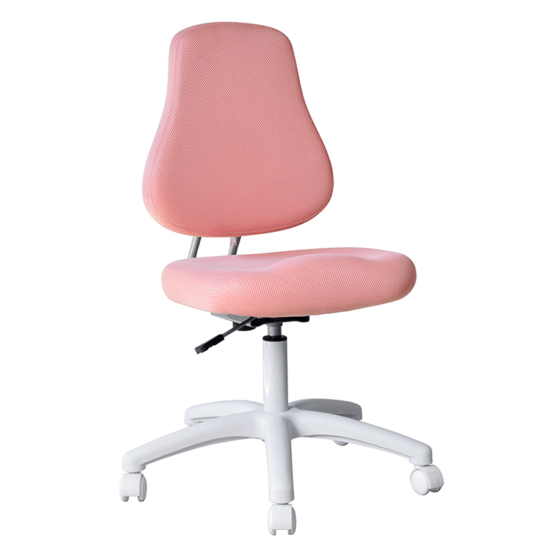 Krzesło zadaniowe dla personelu z różowego materiału, bez ramienia i z nylonową podstawą (M-6122)