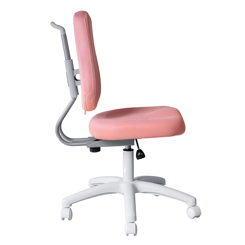 Krzesło zadaniowe dla personelu z różowego materiału, bez ramienia i z nylonową podstawą (M-6122)