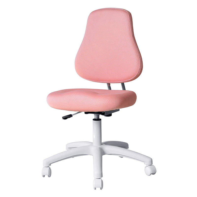 Krzesło zadaniowe dla personelu z różowego materiału, bez ramienia i z nylonową podstawą (M-6122)