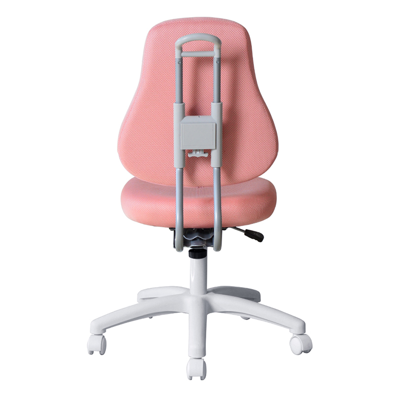 Krzesło zadaniowe dla personelu z różowego materiału, bez ramienia i z nylonową podstawą (M-6122)