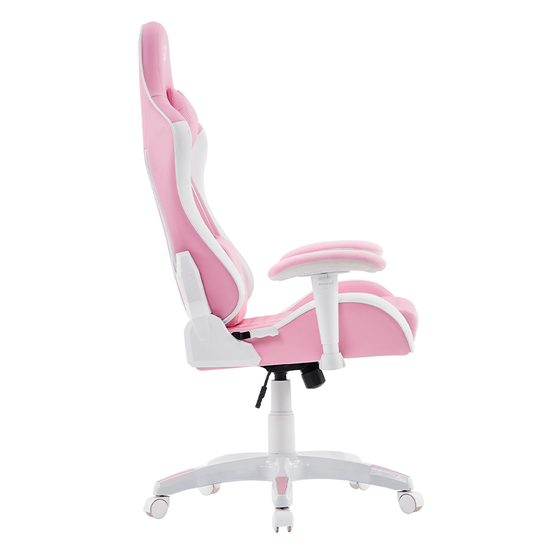 Różowy nowoczesny obrotowy fotel gamingowy z regulowanymi podłokietnikami 3D (T-7122)