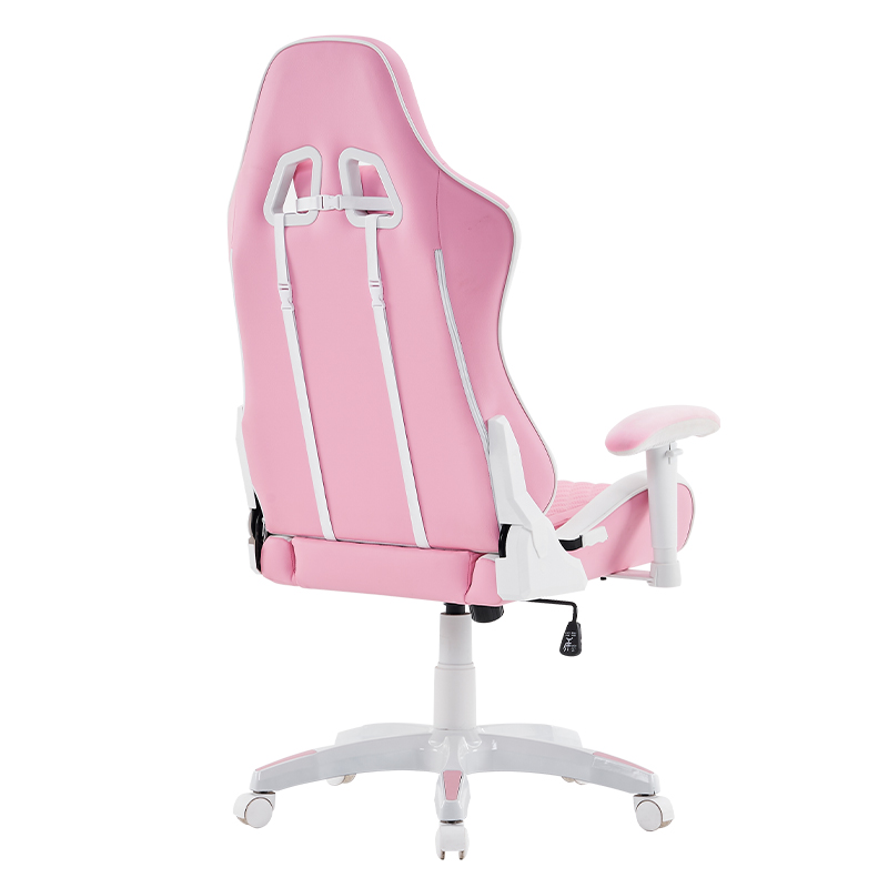 Różowy nowoczesny obrotowy fotel gamingowy z regulowanymi podłokietnikami 3D (T-7122)