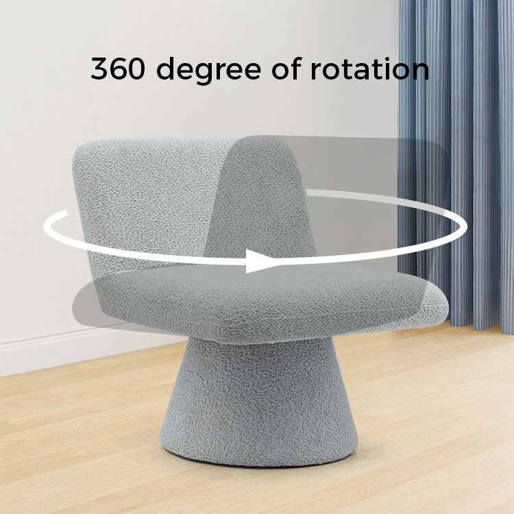 Nowoczesne szare tapicerowane obrotowe krzesło akcentujące salon z pojedynczą sofą (GY-642)