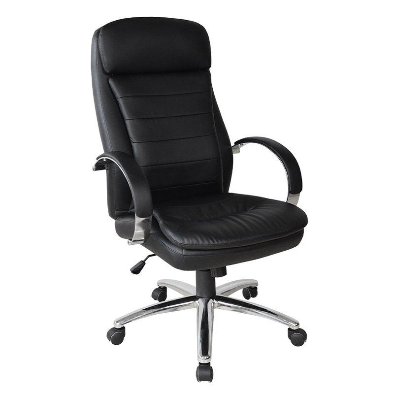 Krzesło biurowe z wysokim oparciem i podłokietnikiem z chromowaną podkładką (Y-2820)