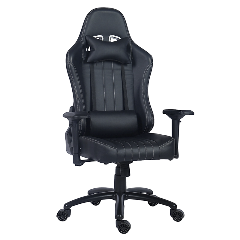 Czarny fotel do gier z podłokietnikiem 4D z PU i wysokim oparciem (Y-2546)