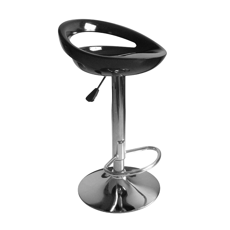 Czarne plastikowe krzesło barowe z niskim oparciem i obrotowym podnośnikiem ABS (GY-914)